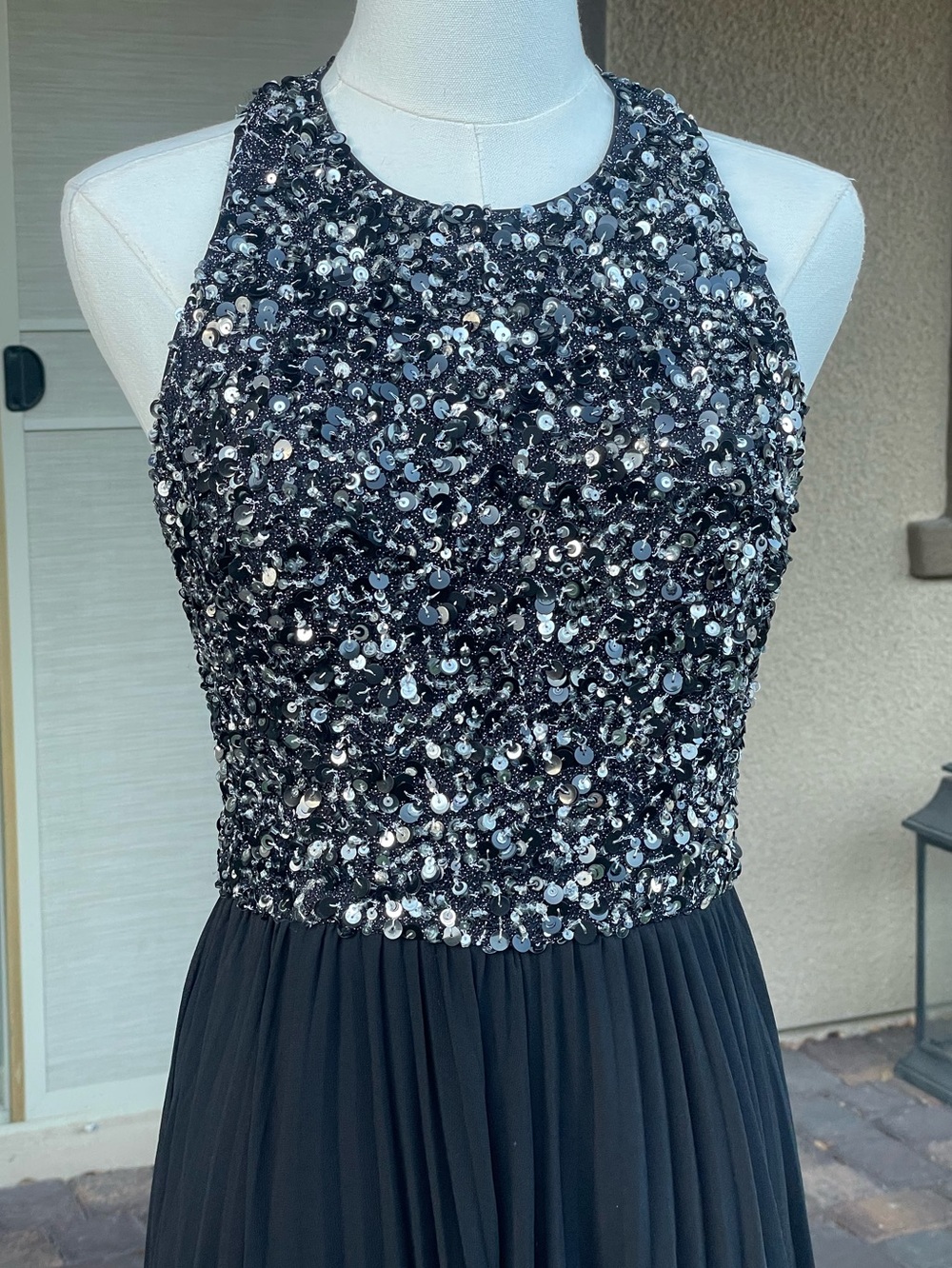 Badgley Mischka Chiffon Embellished Palazzo Jumpsuit Size 2 - Picture 4 of 6